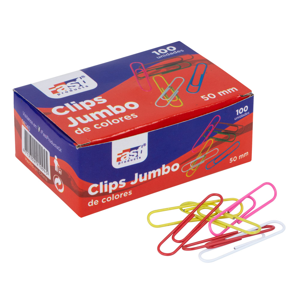 CLIPS STANDARD FAST COLORES JUMBO CAJA 100U