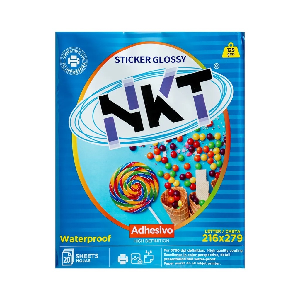 PAPEL ADHESIVO 115 GRAMOS GLOSSY 20H NKT