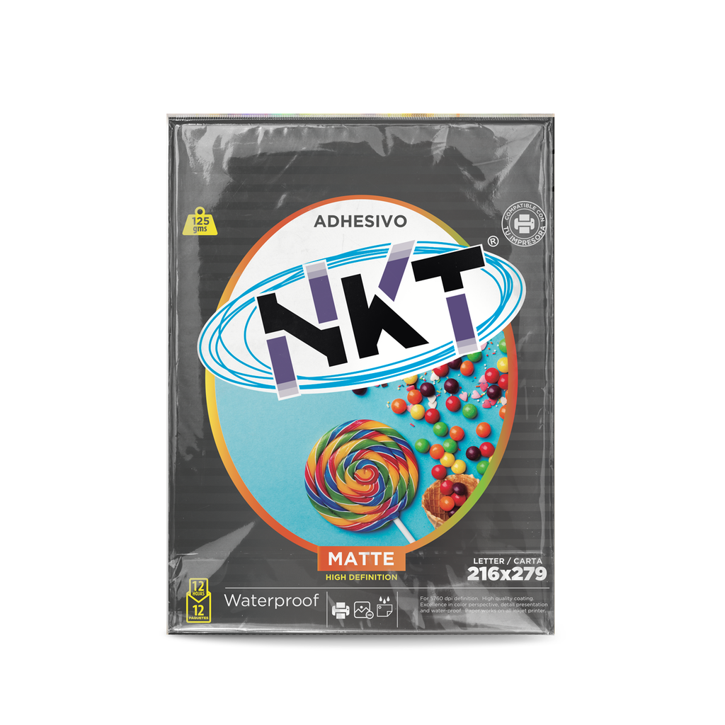 PAPEL ADHESIVO 125 GRAMOS MATTE 12 HOJAS NKT