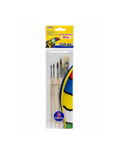 PINCEL PLANO REDONDO BLISTER 6U TUCAN