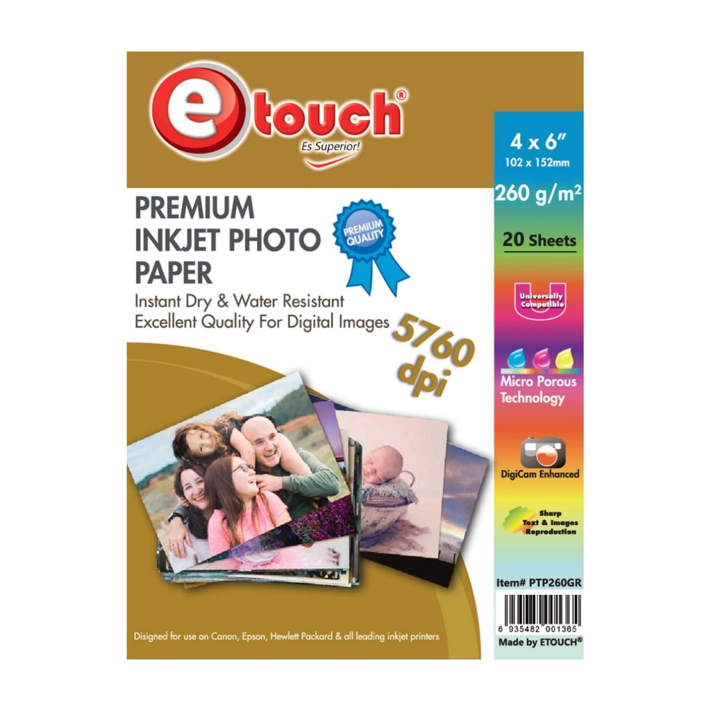 PAPEL FOTO INKJET ETOUCH 4X6 260G 20 UNIDADES