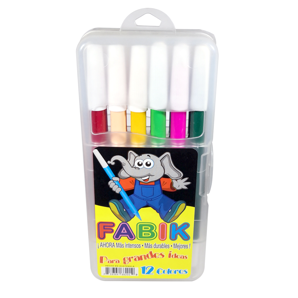 MARCADOR 12 COLORES FABIK PUNTO FINO ESTUCHE PLASTICO