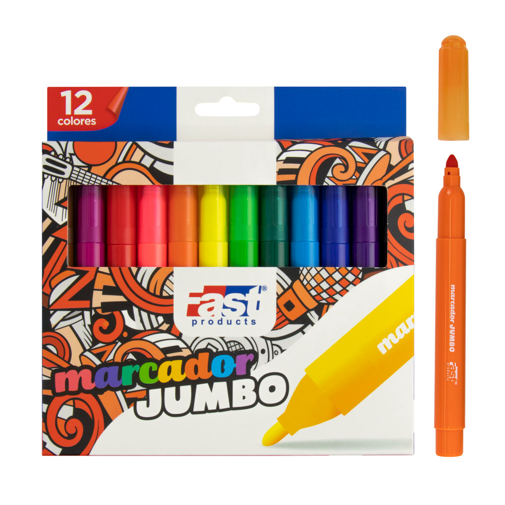 MARCADOR JUMBO 12 COLORES FAST