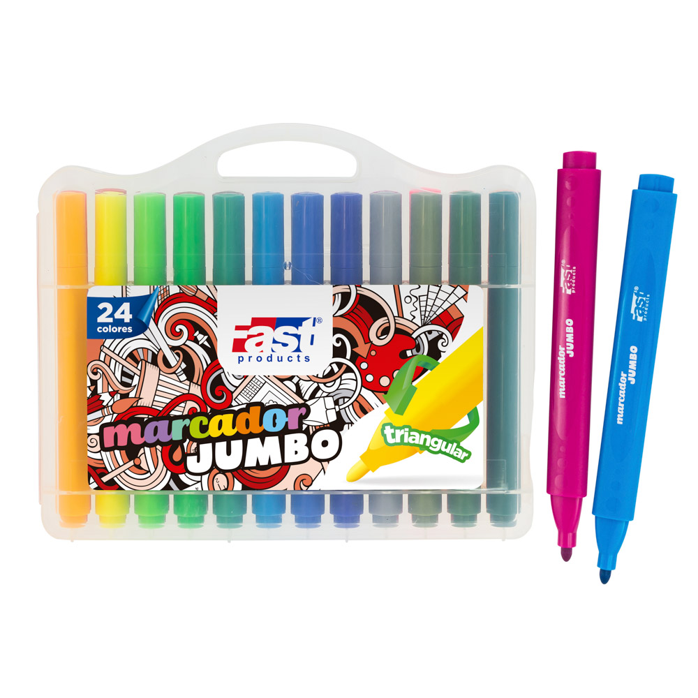 MARCADOR EN ESTUCHE FAST JUMBO TRIANG 24 COLORES