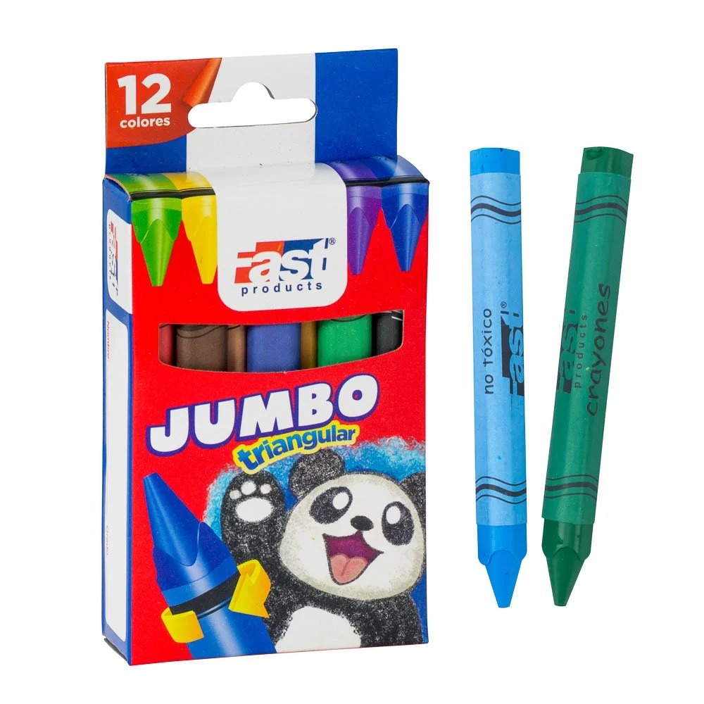 CRAYON DE CERA FAST T212 TRIANGULAR 12 COL JUMBO
