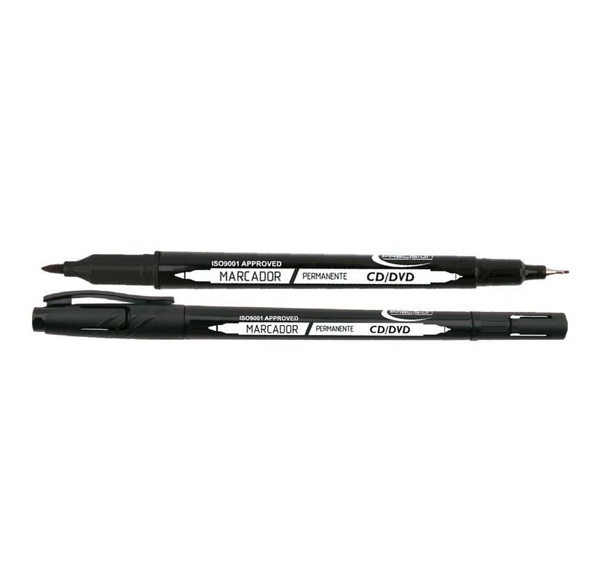 MARCADOR PARA CD-DVD DOBLE PUNTA PRECISION PERMANENTE NEGRO