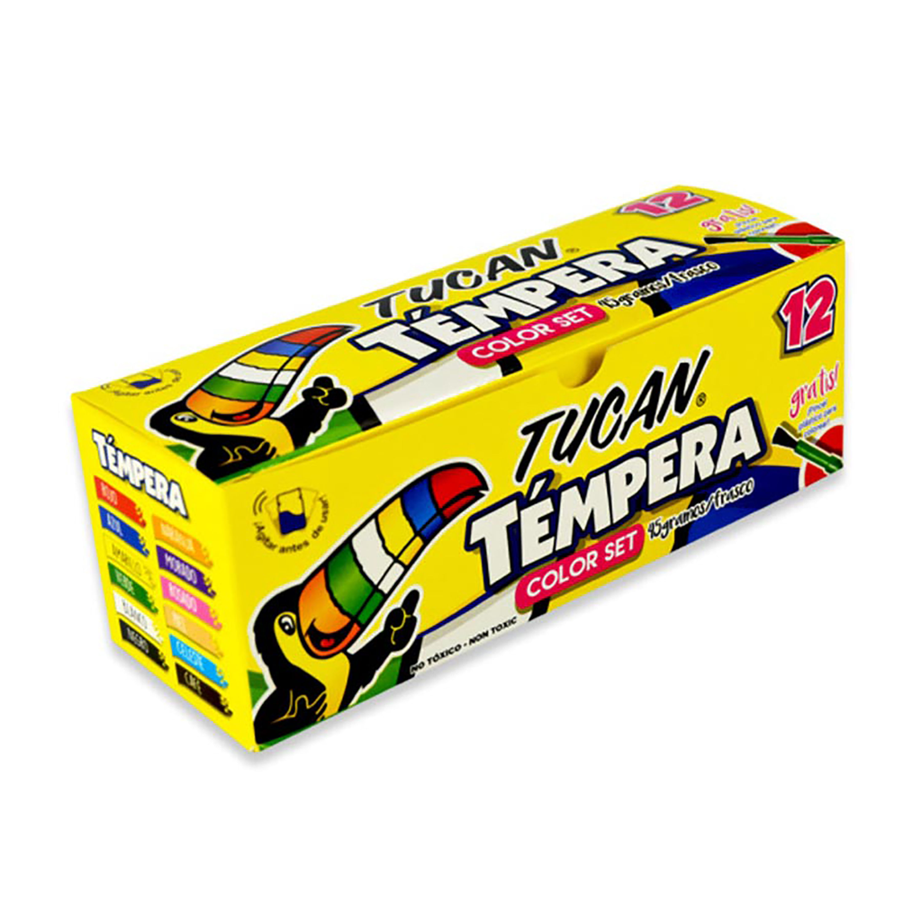 TEMPERA CLASICA DE 12 COLORES TUCAN 45 GRAMOS