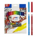 MARCADORES EN ESTUCHE FAST PUNTA FINA 12 COLORES