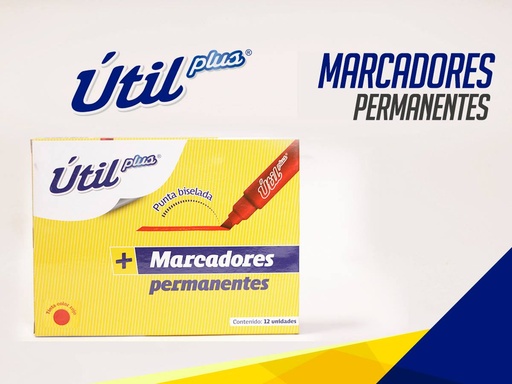 MARCADOR PERMANENTE UTIL PUNTA BISELADA